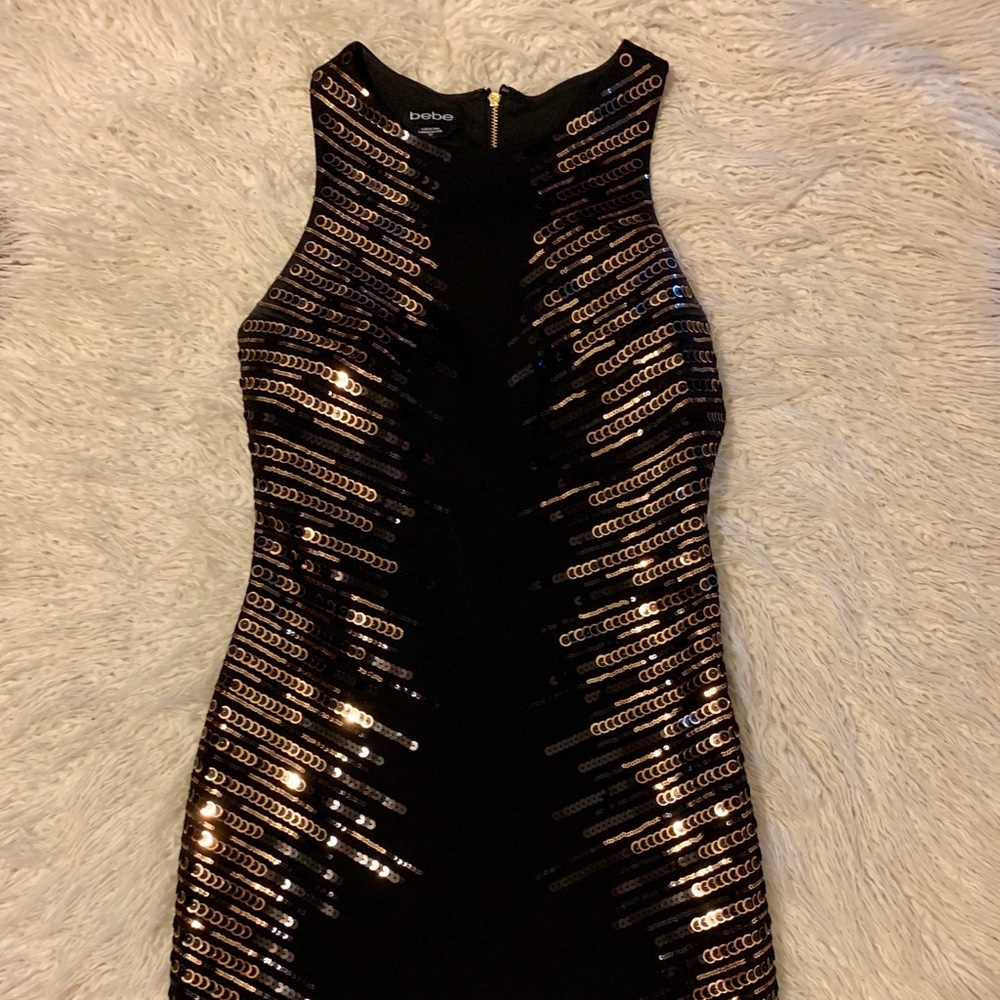 BeBe black dress with gold and back sequining - Picture 4 of 5